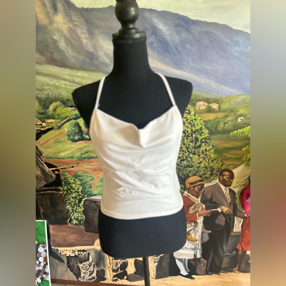 SHEIN White Ruched Backless Camisole